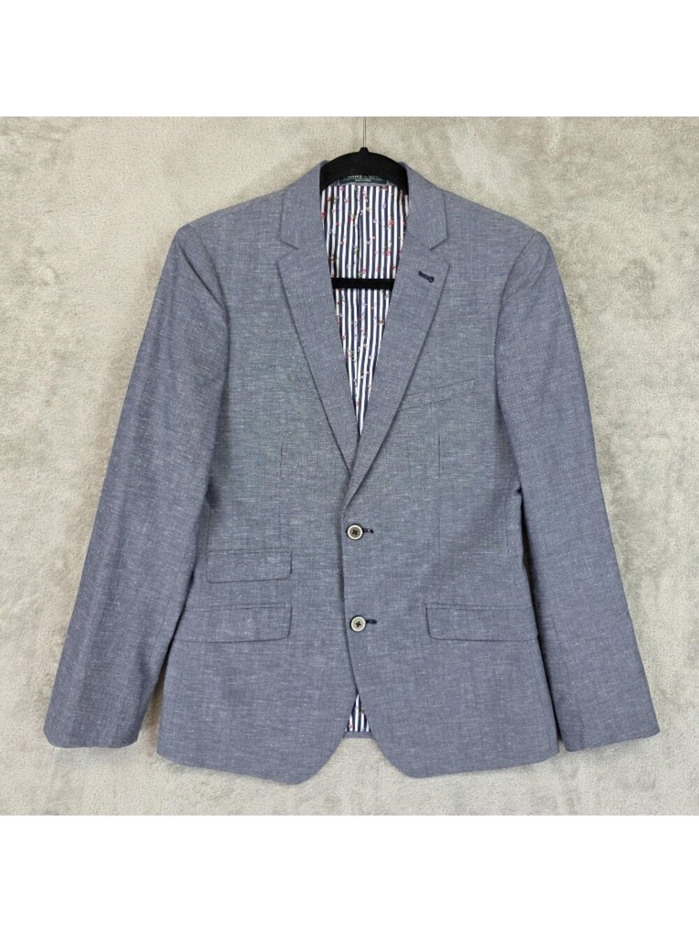 Paisley & Gray Blazer Mens 36R Blue Linen Blend Slim Fit Sport Coat Jacket